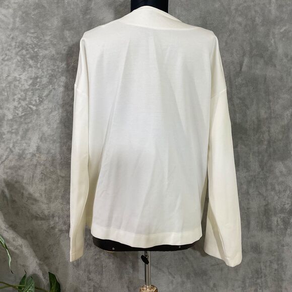 Eileen Fisher asymmetrical zip jacket blazer women’s size M cream career pockets - Picture 4 of 13